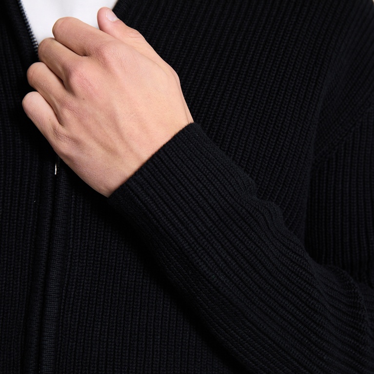 Zip knit cardigan "Frippe" Black